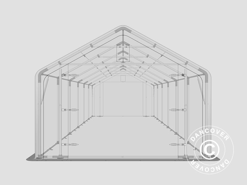 Lagertelt PRO 4x12x2x3,1m, PVC, Grå