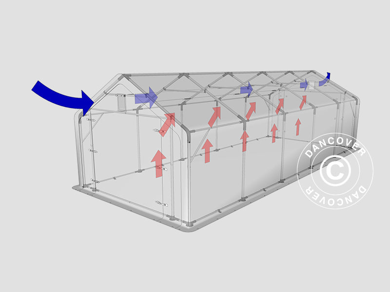 Lagertelt PRO 4x10x2x3,1m, PVC, Grå