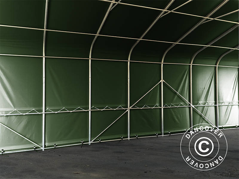 Lagertelt PRO 6x18x3,7m PVC m/hvitt takpanel, Grønn