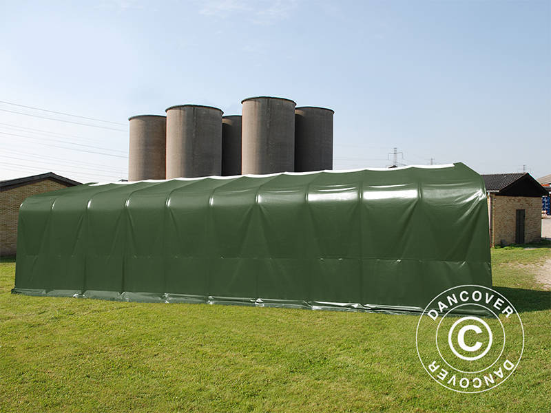 Lagertelt PRO 6x18x3,7m PVC m/hvitt takpanel, Grønn