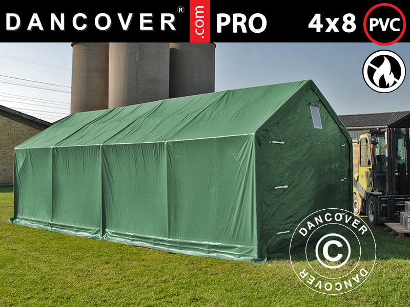 Lagertelt PRO 4x8x2x3,1m, PVC, Grønn
