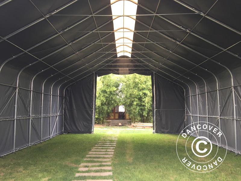 Lagertelt PRO 8x12x5,2m PVC m/hvitt takpanel, Grå