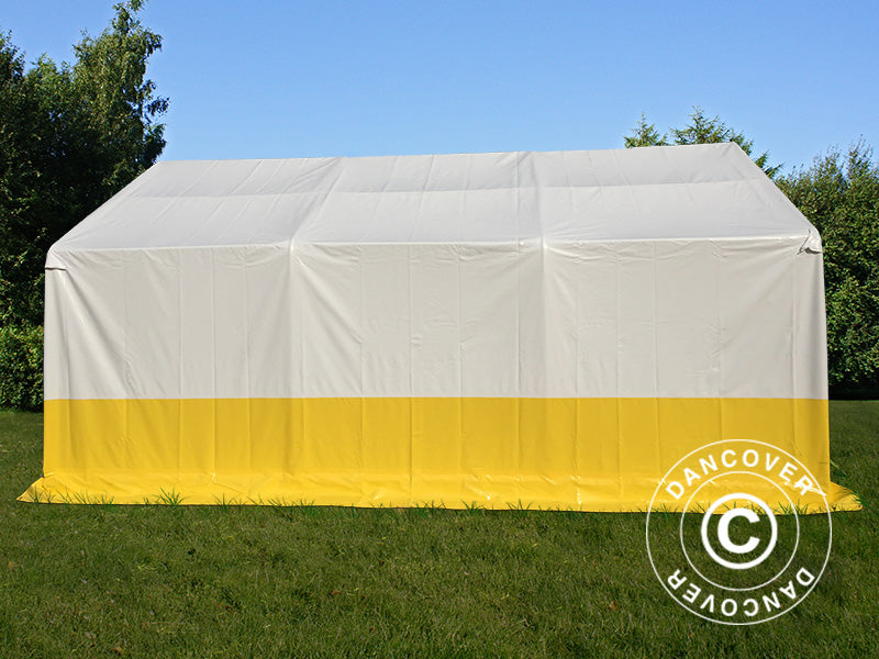 Lager- og arbeidstelt PRO 4x6m, PVC, hvit/gul, flammehemmende