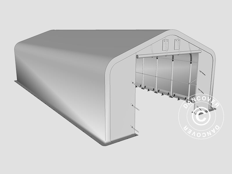 Lagertelt PRO 6x12x3,7m PVC m/hvitt takpanel, Grå