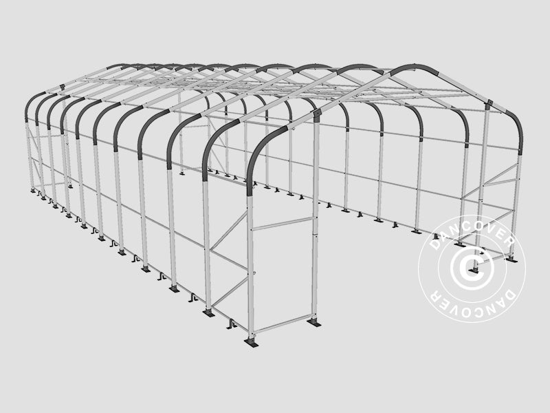 Lagertelt PRO 6x12x3,7m PVC m/hvitt takpanel, Grå
