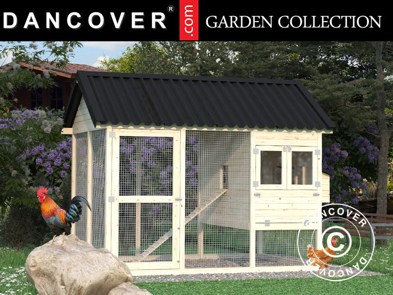 Hønsehus/hønsegård, 2,13x3,16x2,83m, Naturlig