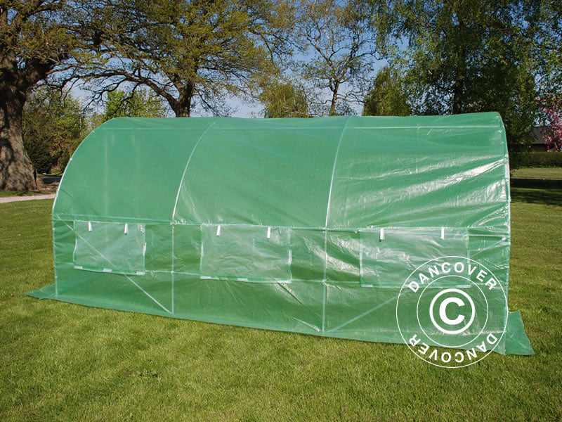 <p>Polytunnel Drivhus 3x4,5x2m, 13,5m&sup2;, Gr&oslash;nn BARE 3 STK. IGJEN</p>