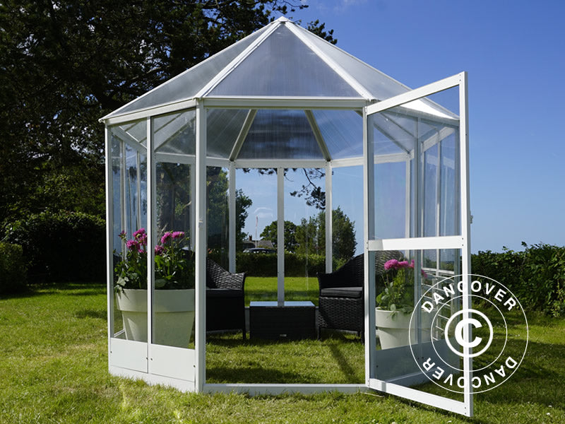 Orangeri polykarbonat 6,96m², 2,41x3,3x2,58m, hvit