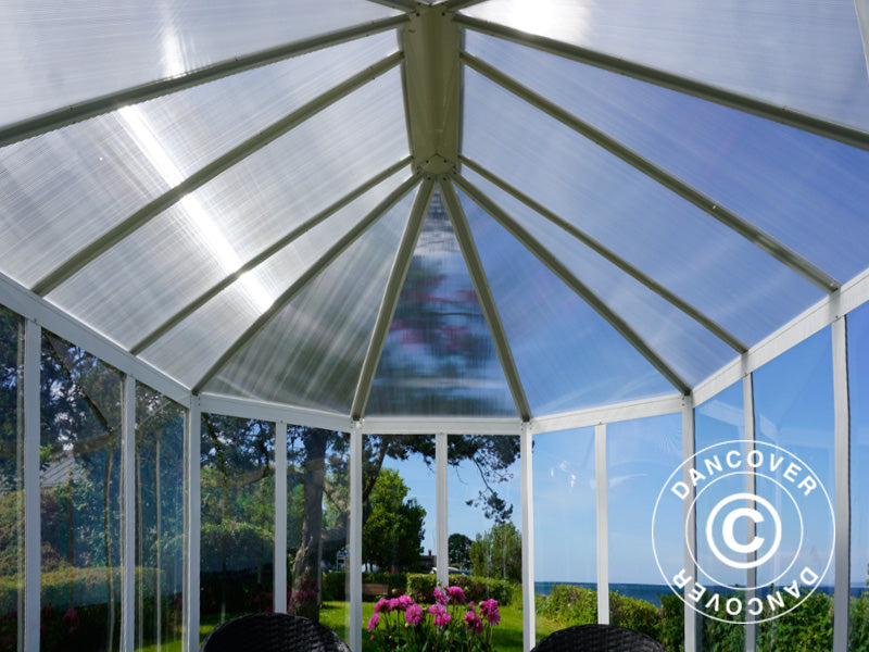 Orangeri polykarbonat 6,96m², 2,41x3,3x2,58m, hvit