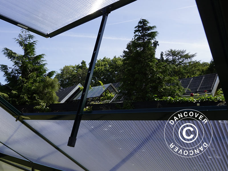 Drivhus polykarbonat 4,78m², 1,9x2,52x2,01m m/sokkel, Svart