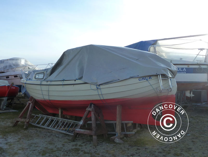 Presenning 4x6m PVC 600g/m², Grå, Flammehemmende