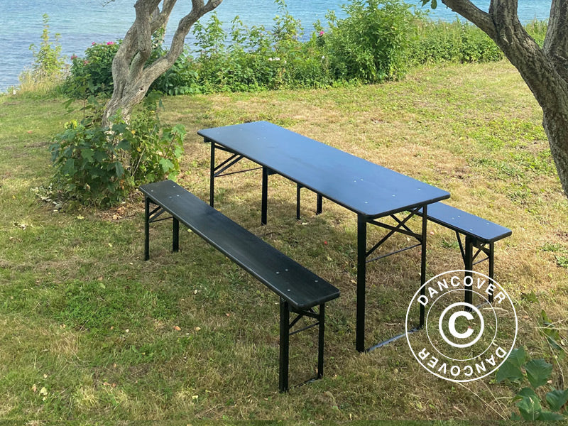 Bord- og benkesett PRO 180x60x78cm, Svart