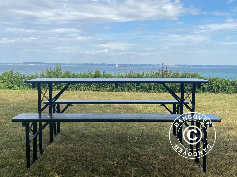 Bord- og benkesett PRO 180x60x78cm, Svart