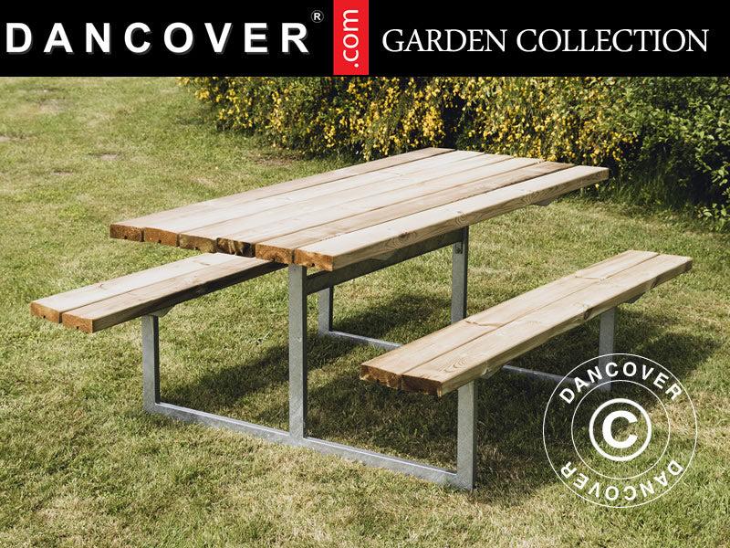 Piknik-bord, 1,4x1,75x0,75m, Lyst træ