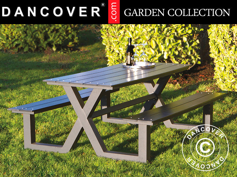 Piknikbord, kompositt, 1,51x1,76x0,72m, Svart/Antrasitt