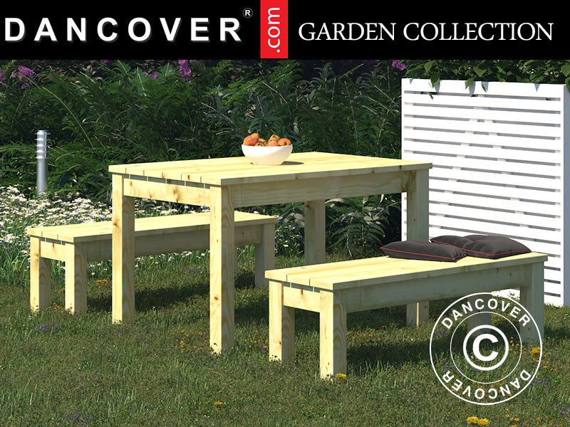 Trebord og benkesett, 0,74x1,2x0,75m, Naturlig