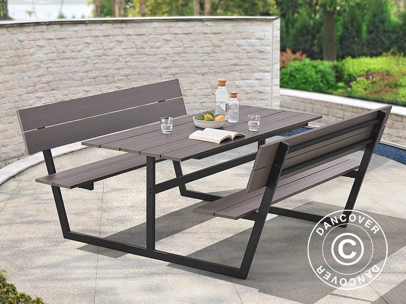 Nonwood Table&Bench w/Back 1,75x1,86m Anthracite