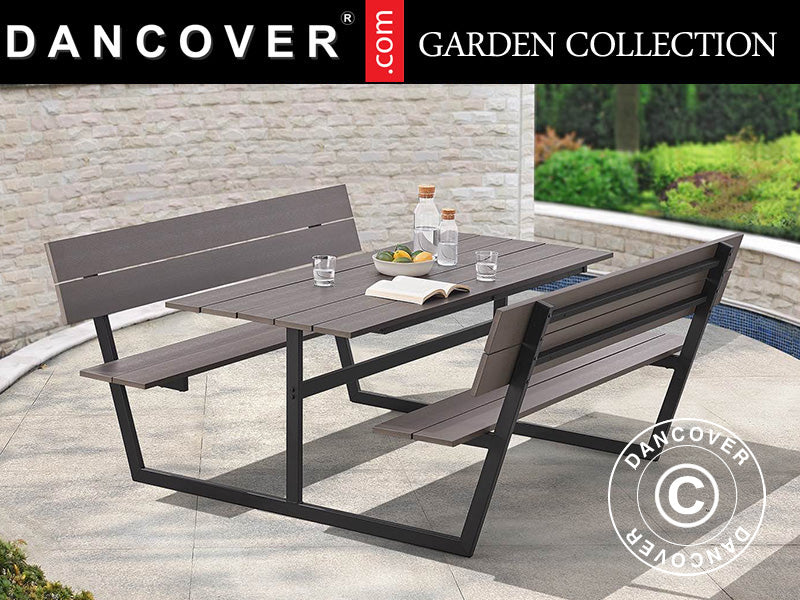 Nonwood Table&Bench w/Back 1,75x1,86m Anthracite