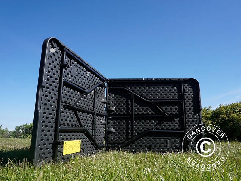 Festpakke, 1 klappbord (180cm) + 8 stoler, Svart