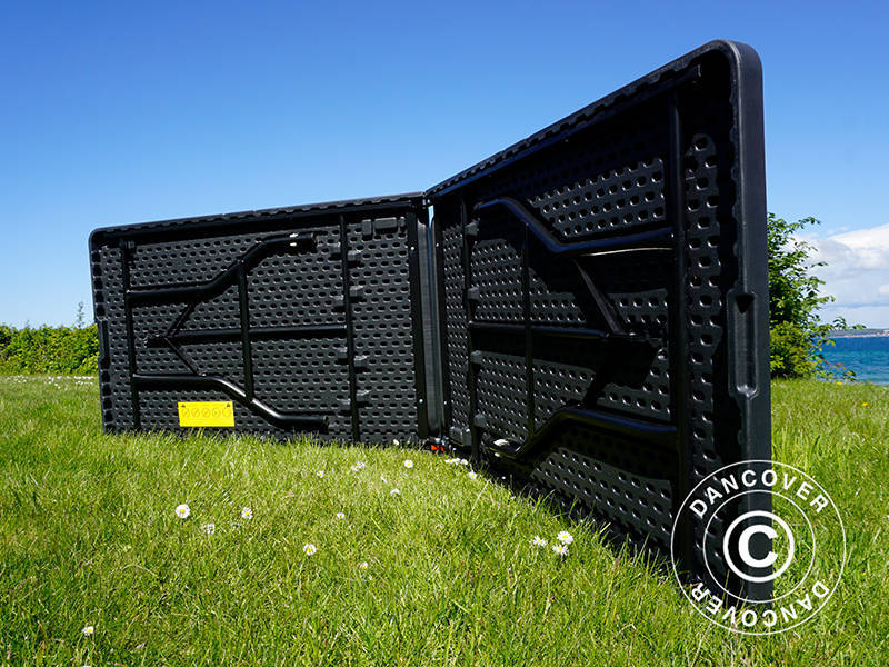 Festpakke, 1 klappbord (240cm) + 8 stoler, Svart