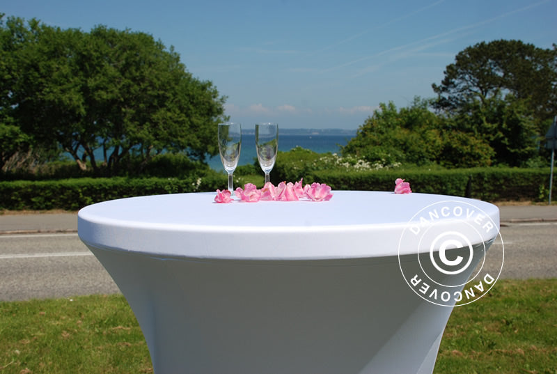 Stretch bord dekke Ø80x110cm, Hvit