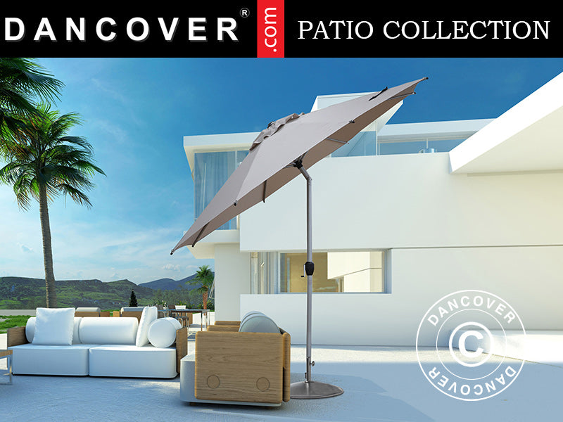 Parasoll Lyon, Ø3m, Lysegrå