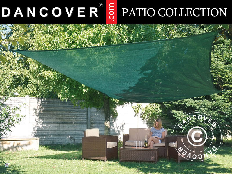 Solseil 5x5m, firkantet, Grønn