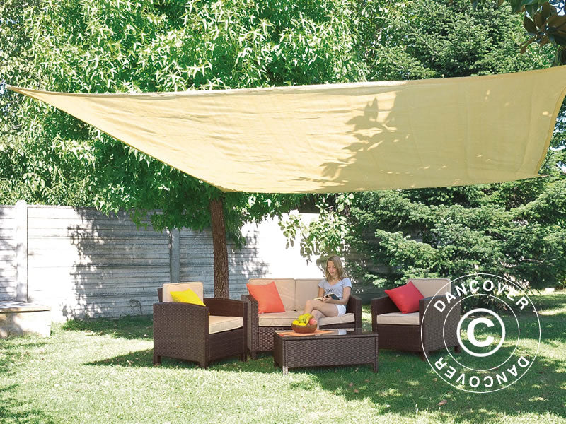 Solseil 3,6x3,6m, firkantet, Beige