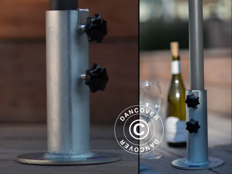 Parasoll base for tre terrasse, Sølv