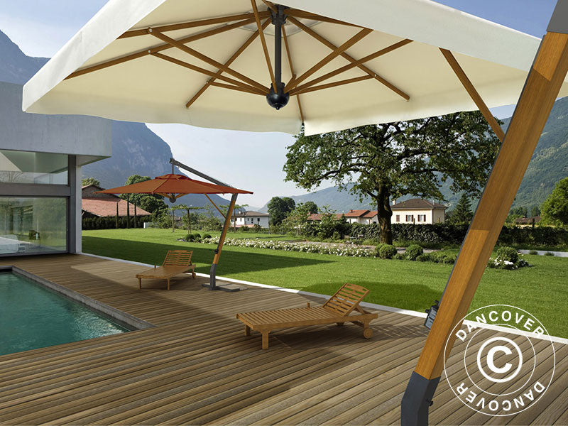 Hengeparasoll Palladio Braccio med kappe, 3,5x3,5m, Linfarget