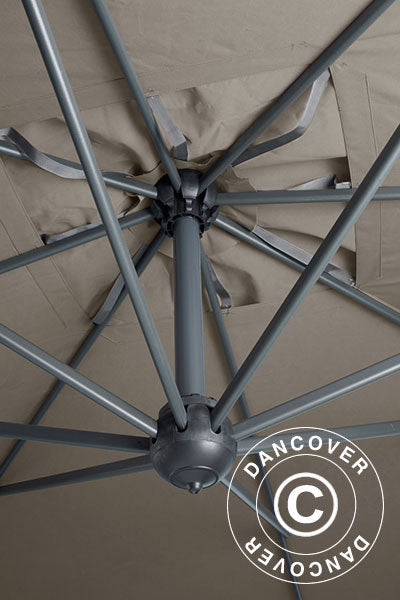 Hengeparasoll Galileo Dark, 3,5x3,5m, Grå taupe