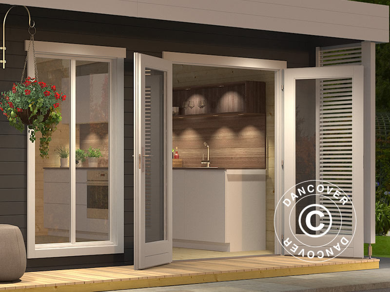 Hytte i tre Vienna, 5,7x3,8x2,45m, 40mm, Mørkegrå