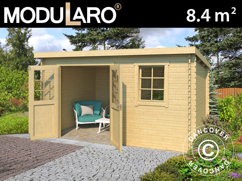 Redskapsbod i tre, Asker 3,8x2,3x2,11m, 28mm,&nbsp;8,4m²,&nbsp;Naturlig