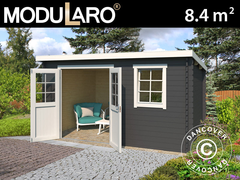 Redskapsbod i tre, Asker 3,8x2,3x2,11m, 28mm,&nbsp;8,4m²,&nbsp;Mørkegrå