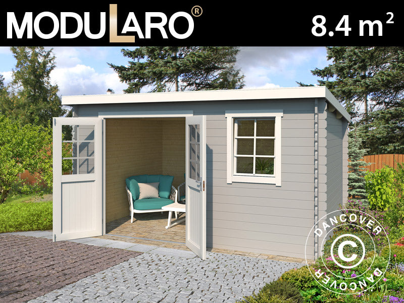 Redskapsbod i tre, Asker 3,8x2,3x2,11m, 28mm,&nbsp;8,4m²,&nbsp;Lysegrå