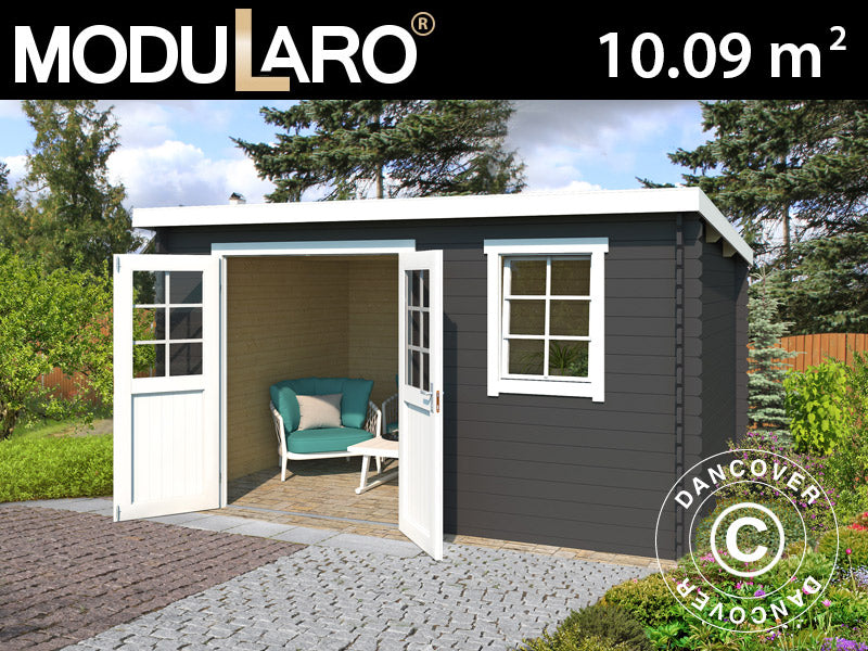 Redskapsbod i tre, Asker 3,8x2,75x2,11m, 28mm,&nbsp;10,09m²,&nbsp;Mørkegrå