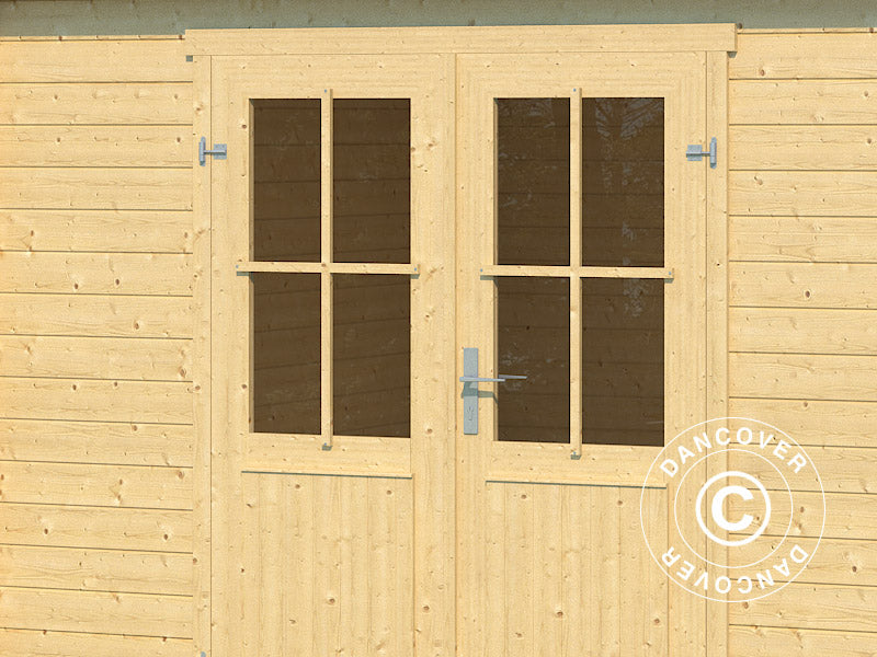 Redskapsbod i tre, Tartu m/overheng 4,81x2,92x2,11m, 28mm,&nbsp;13,6m²,&nbsp;Naturlig