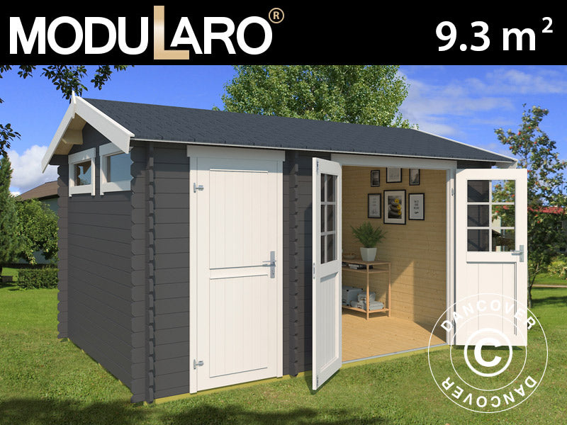 Redskapsbod i tre, Narva 3,8x2,5x2,39m, 28mm, 9,3m², Mørkegrå