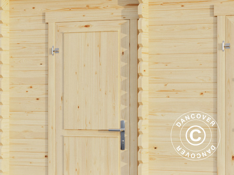 Redskapsbod, hytte i tre, Riga 4,25x2,8x2,22m, 34mm,&nbsp;11,3m²,&nbsp;Naturlig