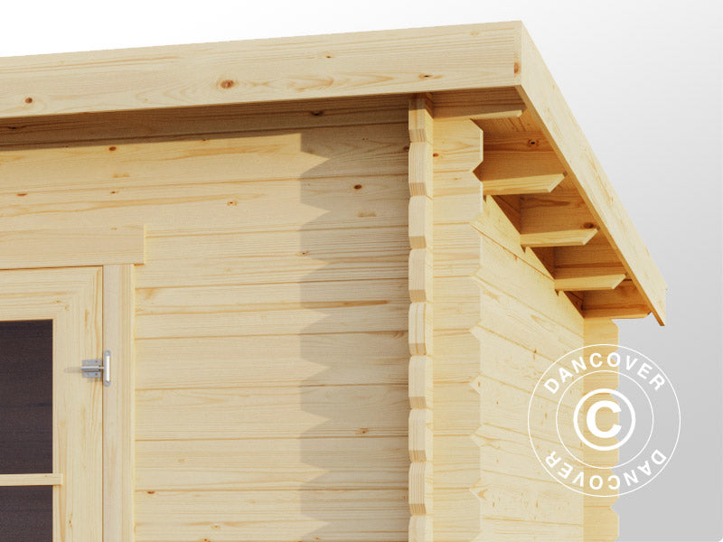 Redskapsbod, hytte i tre, Riga 4,25x2,8x2,22m, 34mm,&nbsp;11,3m²,&nbsp;Naturlig