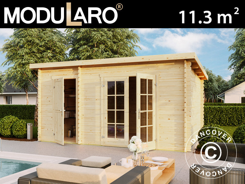 Redskapsbod, hytte i tre, Riga 4,25x2,8x2,22m, 34mm, 11,3m², Naturlig