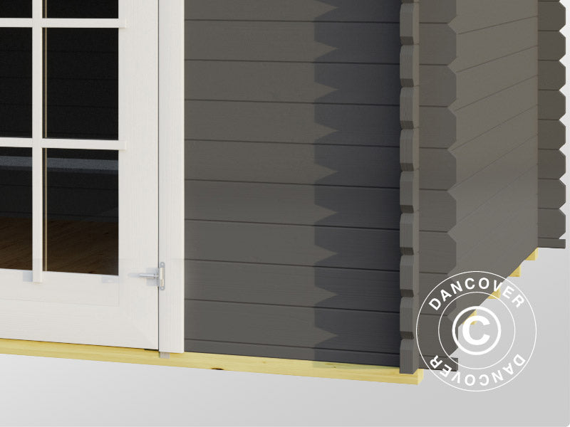 Redskapsbod,&nbsp;hytte i tre, Riga 4,25x2,8x2,22m, 34mm,&nbsp;11,3m²,&nbsp;Mørkegrå