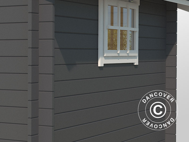 Redskapsbod mot vegg i tre, Vanda 1,8x2,75x2,68m, 28mm, 4,7m², Mørkegrå