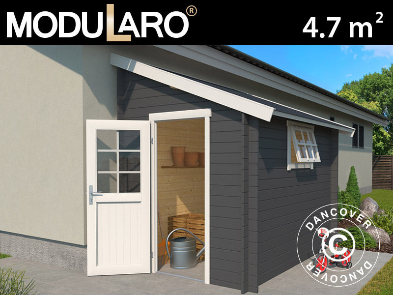 Redskapsbod mot vegg i tre, Vanda 1,8x2,75x2,68m, 28mm,&nbsp;4,7m²,&nbsp;Mørkegrå