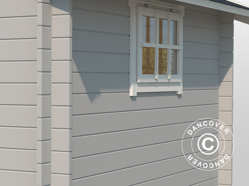 Redskapsbod mot vegg i tre, Vanda 1,8x2,75x2,68m, 28mm,&nbsp;4,7m²,&nbsp;Lysegrå