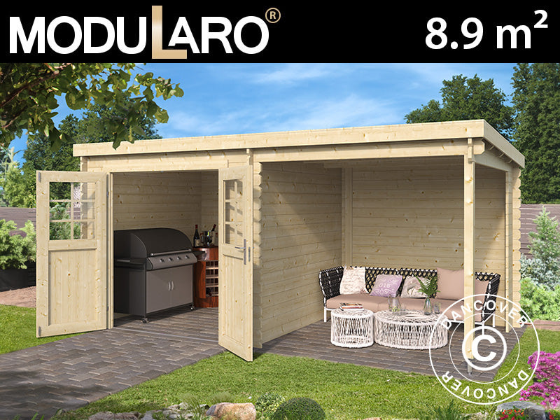 Redskapsbod i tre Lahti med overheng 4,24x2,2x2m, 28mm,&nbsp;8,9m²,&nbsp;Natur