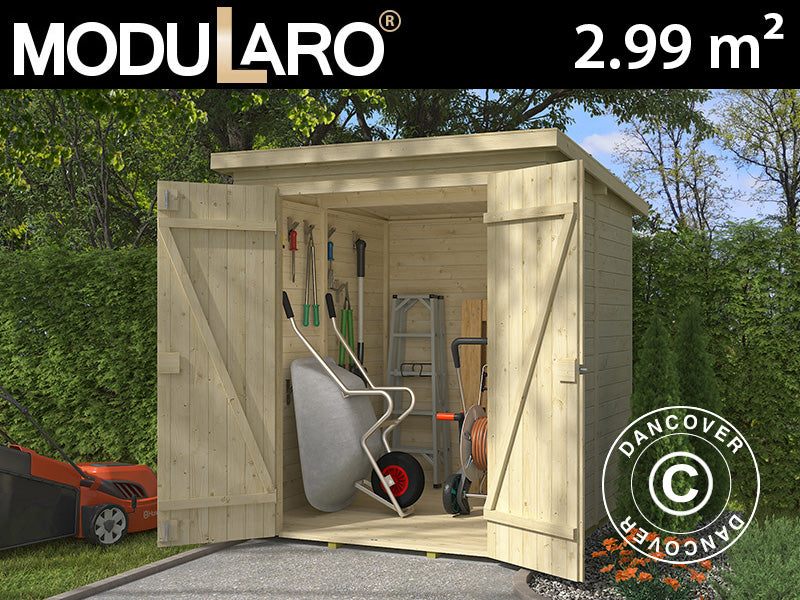 Redskapsbod i tre Ivalo 1,7x1,76x1,99m, 13mm, 2,99m², Natur