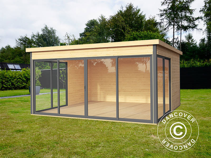 Hytte i tre Geneva, 4,18x4,18x2,39m, 44mm, Naturlig