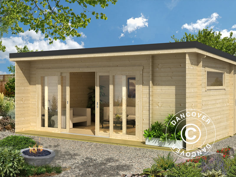 Hytte i tre Milano, 6,08x3,9x2,45m, 44mm, Naturlig