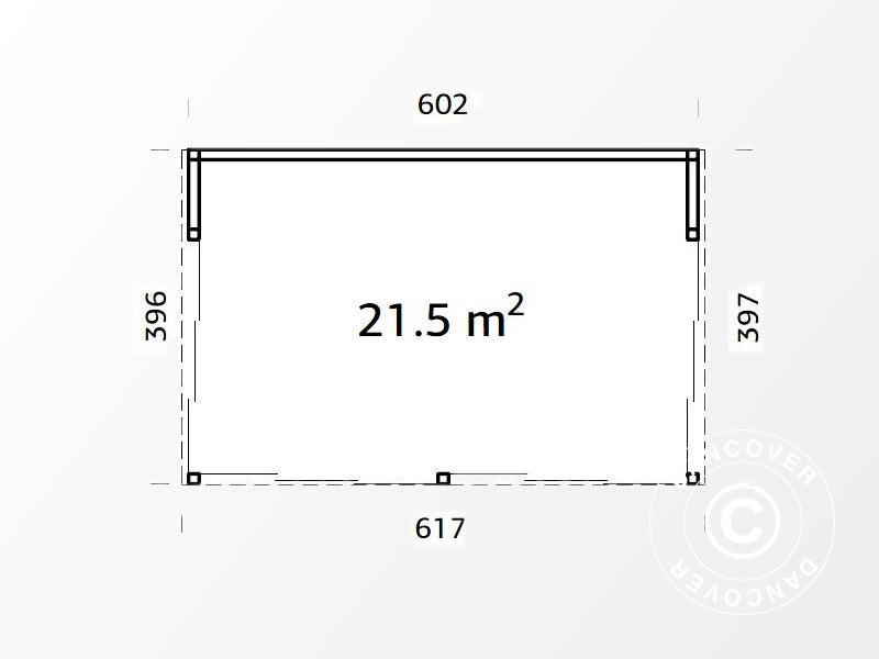 Hytte i tre 6,02x3,96x2,9m, 21,5m&sup2;, naturlig